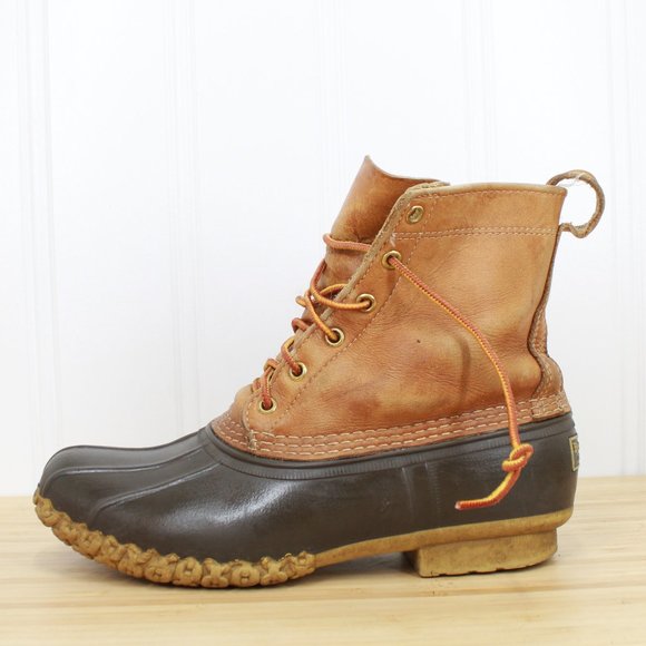L.L. Bean Shoes - LL BEAN Unisex Brown Leather Lace-up Unlined Duck Bean Boots Size M 8 / L 10